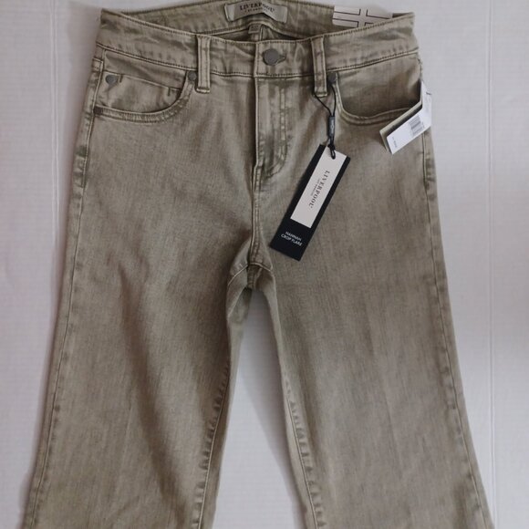 LIVERPOOL HANNAH CROP FLARE FRAY HEM MINERAL LAUREL OLIVE SIZE 4/27 - Picture 14 of 15